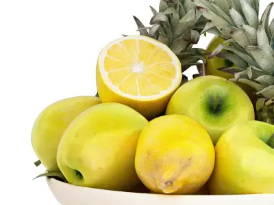 bowl of tropical fruits 17 3D model