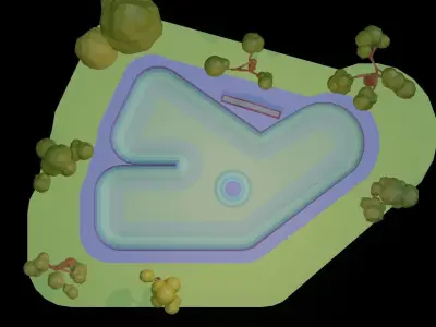 Low poly skatepark swimming pool with trees Free 3D model