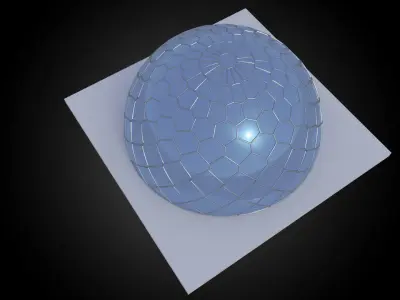 Dome hexagonal grid triangles to hexagon pattern structure 3D model