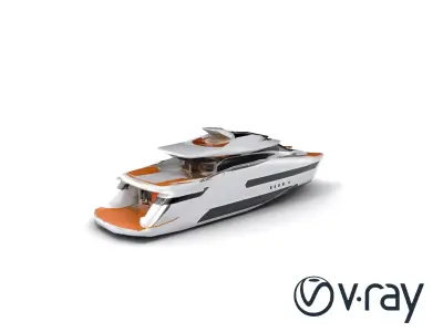 Futuristic Mega Yacht 3D Model Pack Low-poly 3D model