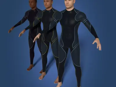  Surfer -- 3 Skin Textures Low-poly 3D model