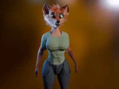 Nakami Anthro Fox Low-poly 3D model