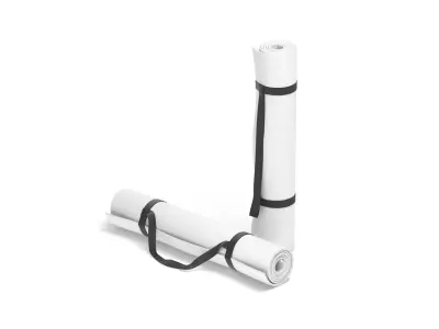 White Rolled 2 Yoga Mat - stand carpet set with handle strap 3D model