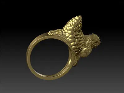 Chicken animal ring 3d cad print model  3D print model