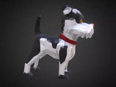 Cartoon Black Dog Low Polygon Art Farm Animal Low-poly 3D model