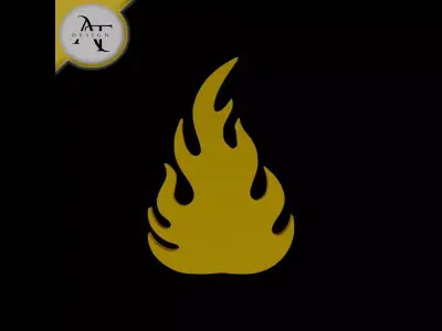 Simple Flame Symbol - 2D Art Free 3D print model 13