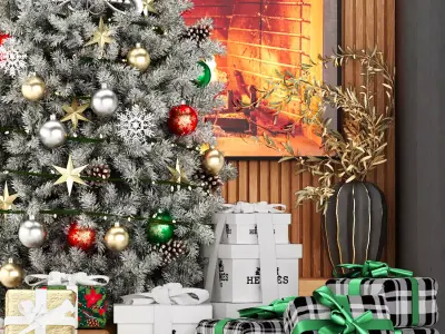 Christmas tree with ornaments 3D model