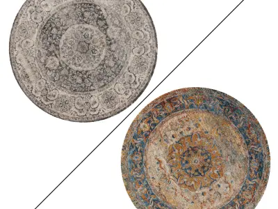 Round Rug Set 304 3D model