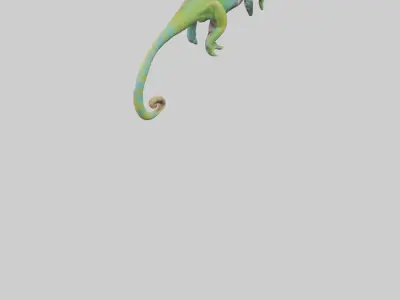 Chameleon climbing branch model Low-poly 3D model