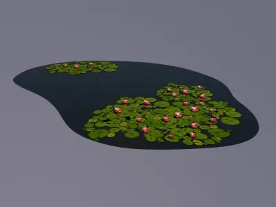 Pond with lily pads Low-poly 3D model