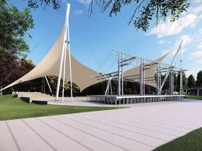 Canopy tent and concert scene 3D model