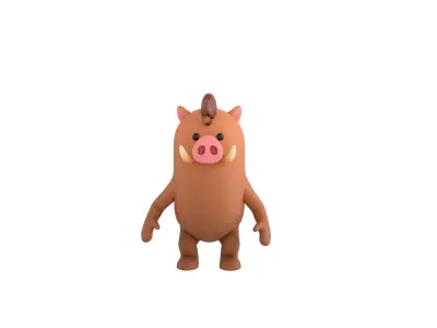 Rigged Boar Character 3D model