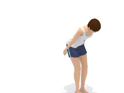 3-Legged Downward Dog Yoga Exercise Woman Animation Low-poly 3D model