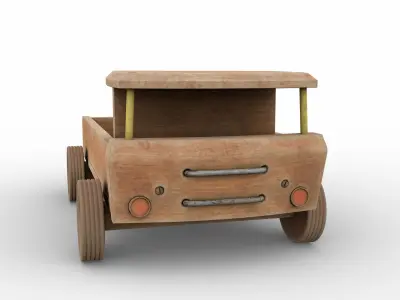 Wooden Retro Toy Truck in Dust 3D model