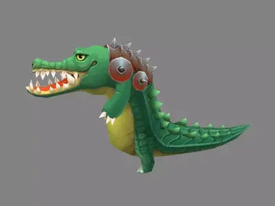 Cartoon Crocodile monster Low-poly 3D model