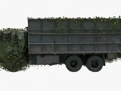 Ruined truck coved with ivy 3D model