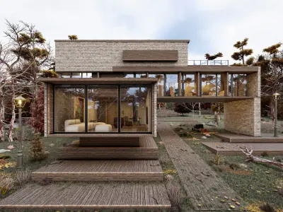 Modern Golf Home Complete Lumion Ready Scene Golf Villa Low-poly 3D model