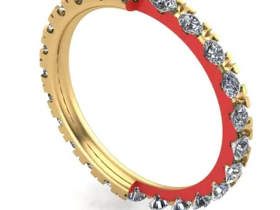 Eternity diamond ring 2 mm gems set 3D print model