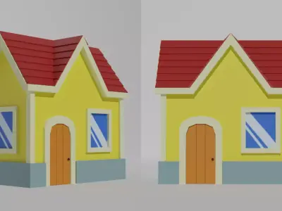 Simple Town Square Set Free low-poly 3D model