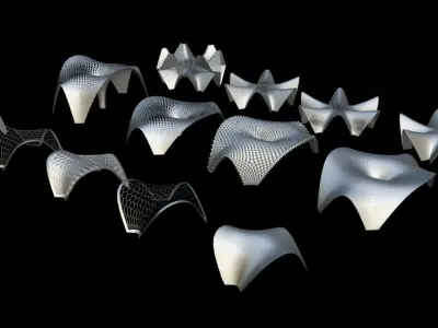 12 Parametric Stylized Pavilion Pack Low-poly 3D model