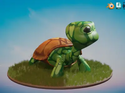 Stylized Turtle Rigged Low-poly 3D model
