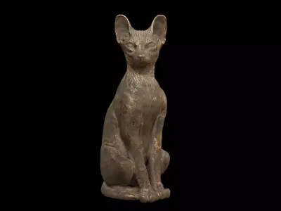 Ancient Egyptian Cat Statue Black  3D model