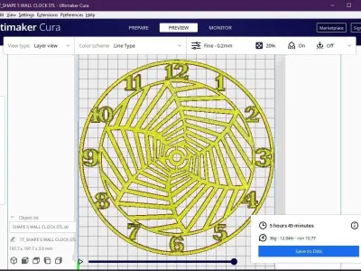 shape 5 wall clock 3D print model