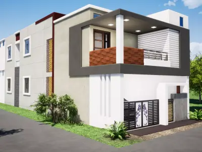 House  123 with aerial views 3D model