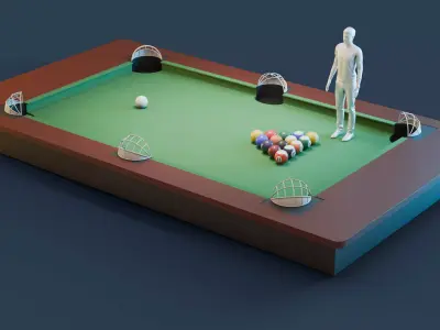Poolball Soccer Table - Soccer Pool Billard 3D model