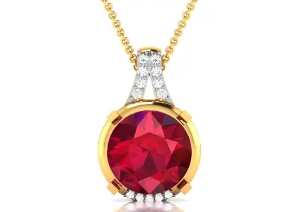 Solitaire Women Pendant 3DM STL OBJ FBX Render Details 3D print model 4
