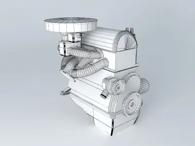 motor car engine Free 3D model