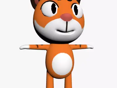 Cartoon Tiger Character Low-poly 3D model