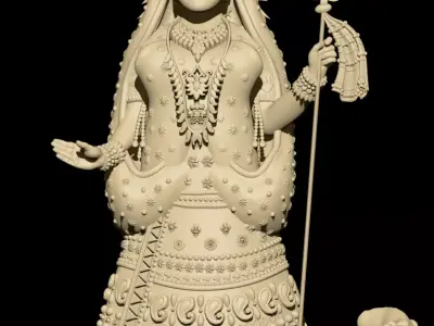 crocadile god matha devi gold silver 3D print model