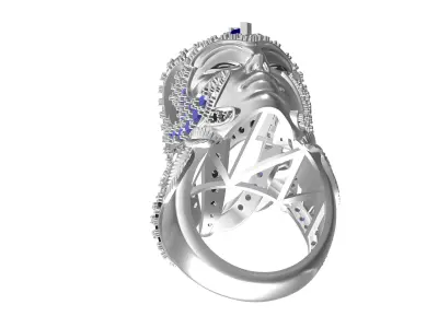Magerit Crystal Ethinic Gothic Ring  3D print model