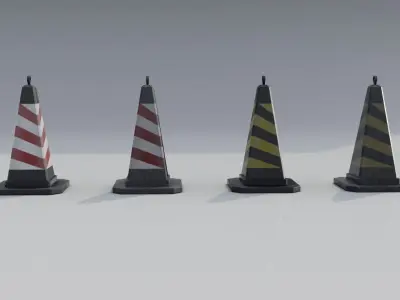 Traffic Cones Free low-poly 3D model