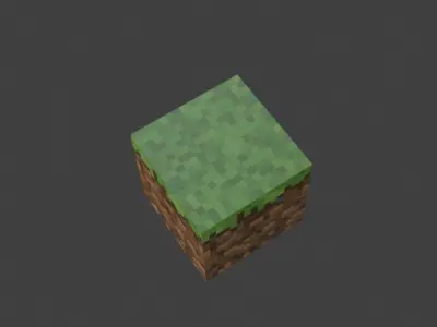 Minecraft Grass Block Blender Object Low-poly 3D model