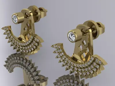 Elegant Earrings Jewelry Gold 3D print model