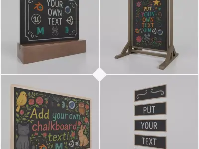 Rustic Charm Signage Bundle - Customizable Chalkboards 3D Model Collection