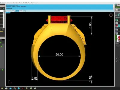 Luxury Engraved Men Ring With Large Oval Gemstone 3424 3D print model