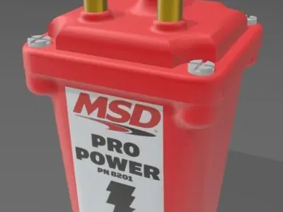 MSD ignition coil for scale autos with decal file 3D print model