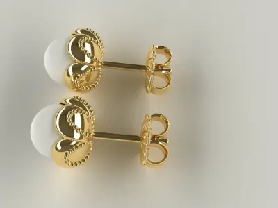 Ladies Pearl Earrings Gold Silver Platinum Womens Luxury Jewelry 3D print model