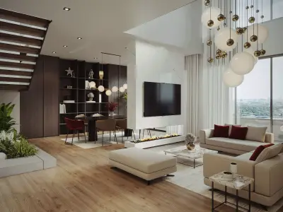 Modern Interior Living and Dining 3ds Max Corona Unreal Engine 5 3D model