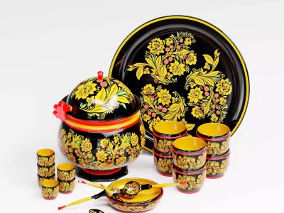 khokhloma crockery 3D model