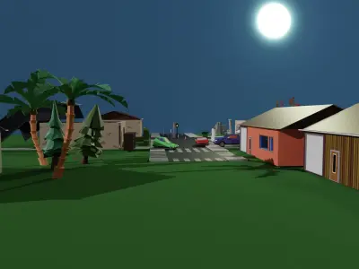 Low Poly Zombie Town Low-poly 3D model