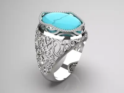 Luxury Desert Turquoise stl 3d Ring model gr0040 3D print model