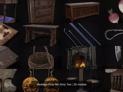 Medieval Prop Mix Sixty Two 3D Model Collection