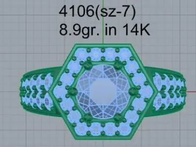 Hexagon Halo Ring 4106 3D print model