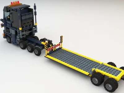 Lego workers and construction equipment 3D model
