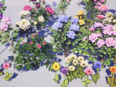 Flowers Pack Low-poly 3D model