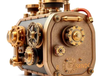 Bronze Steampunk Engine model pack Low-poly 3D model